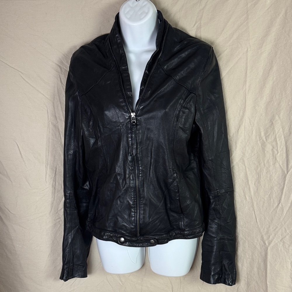 Improvd lamb skin leather moto jacket women’s size medium black